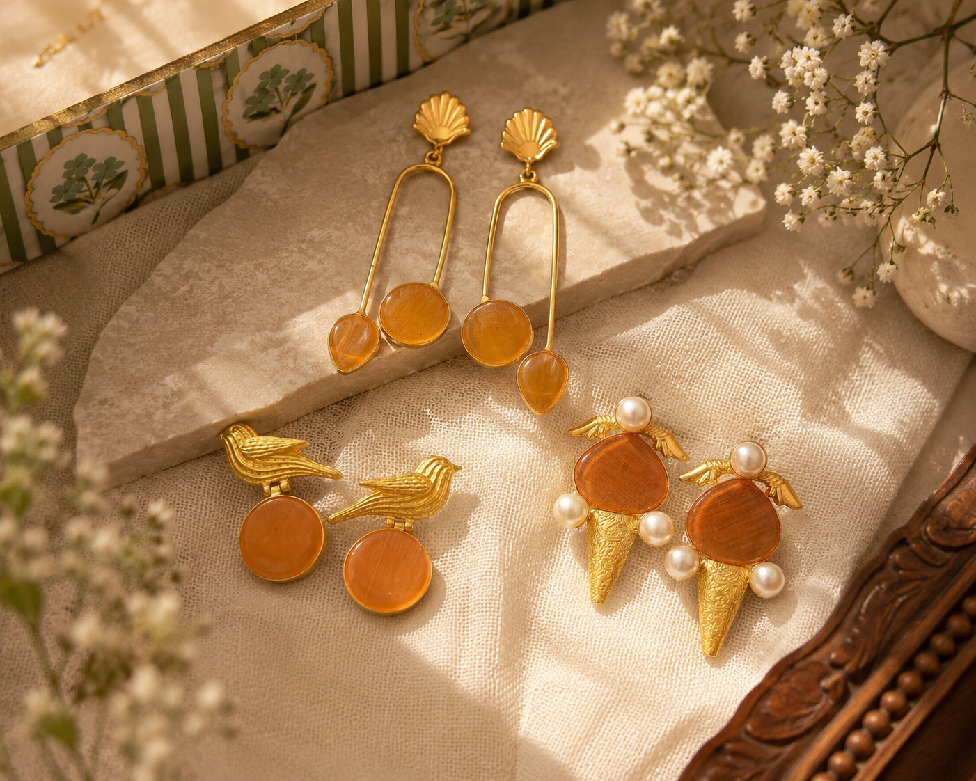 Orange Organza Earrings