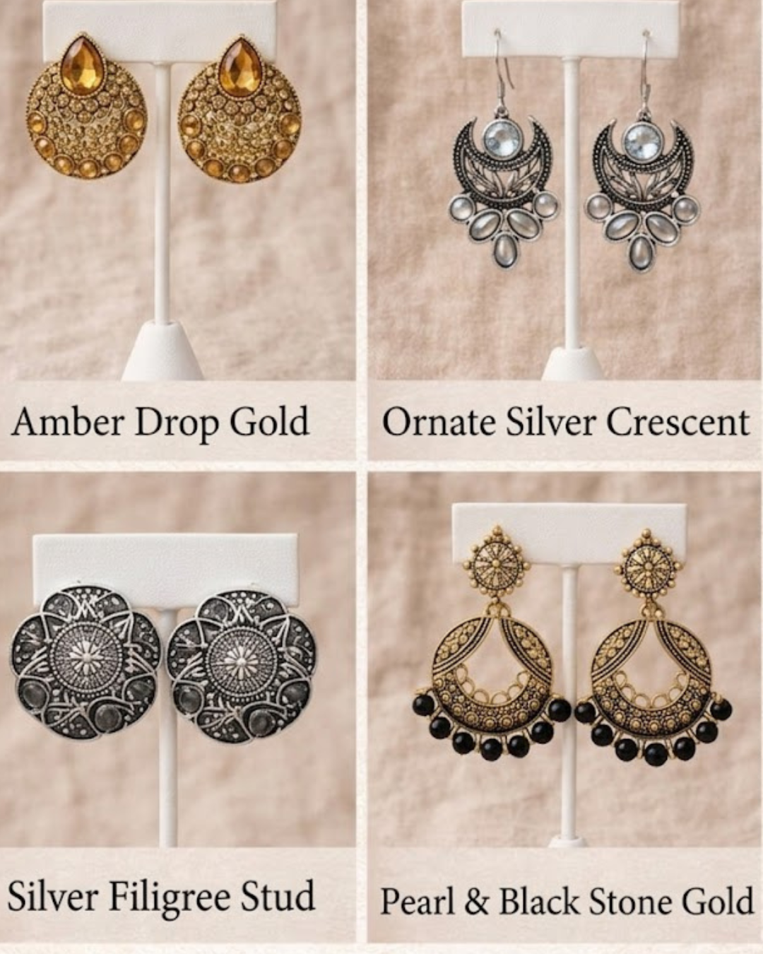 Mix & Slay - Gold and Silver Earrings Set of 4