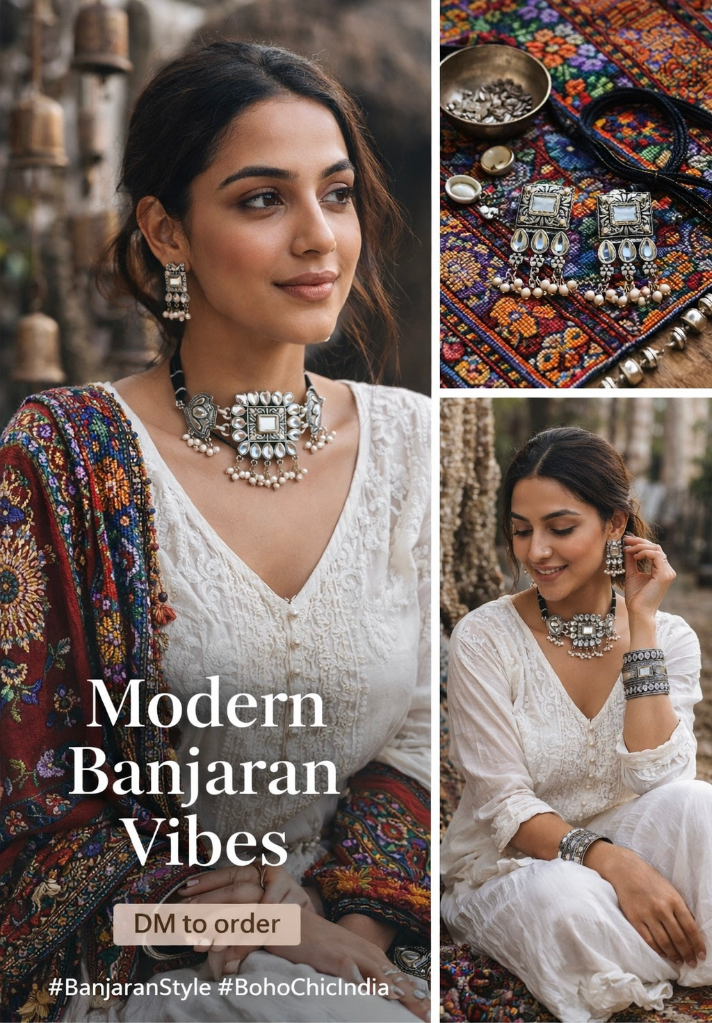 Noor Banjaran Silver Kundan Set