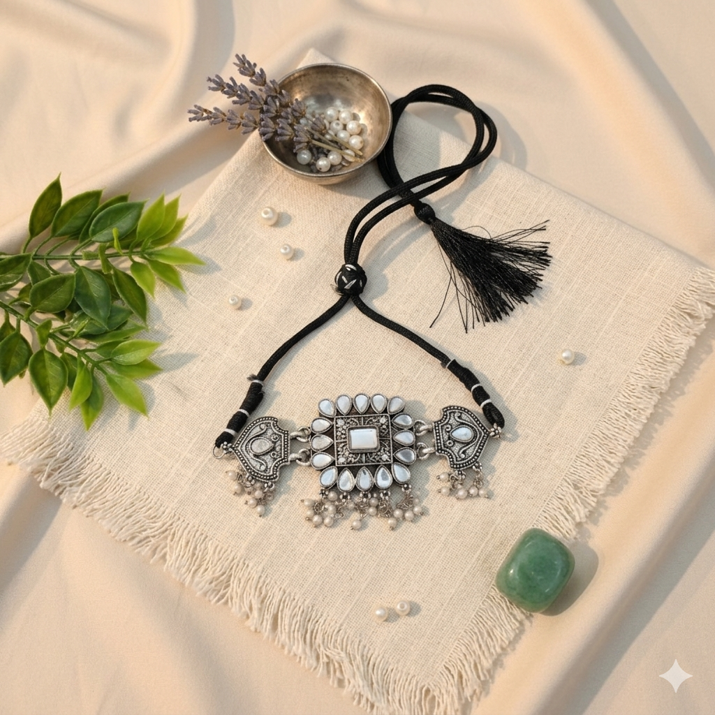 Noor Banjaran Silver Kundan Set