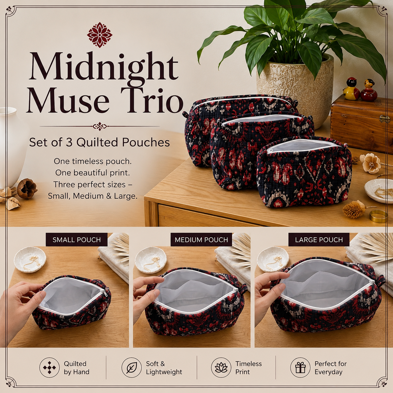 Pink City Trio Pouches