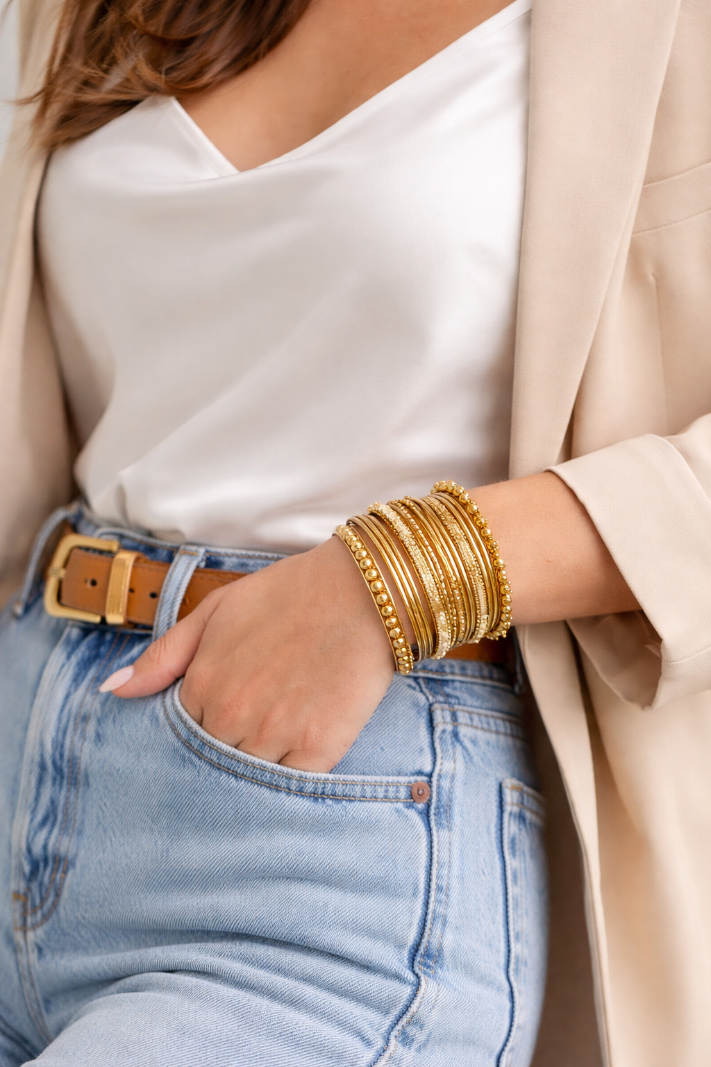 Sunehri Swirl Golden Bangle Stack