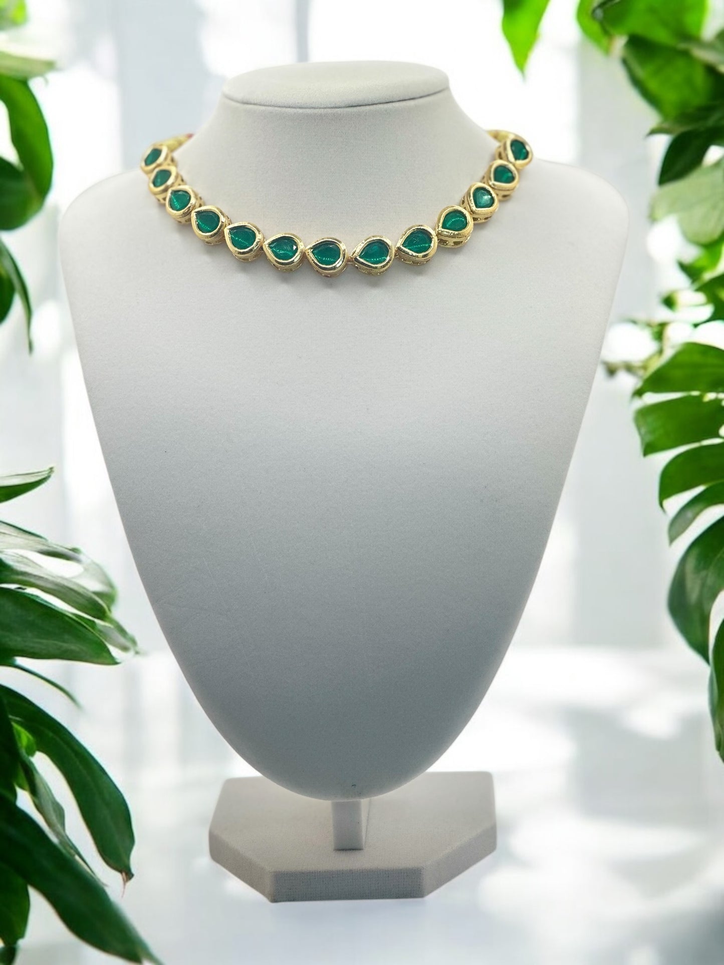 Emerald Drip Kundan Set