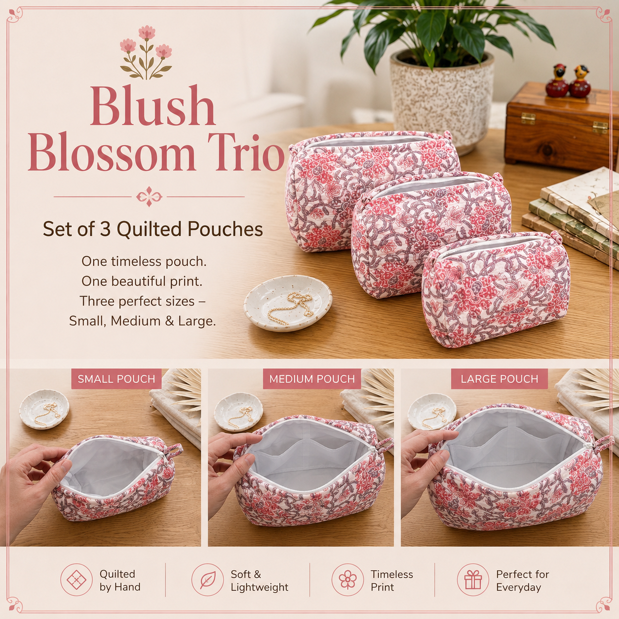 Pink City Trio Pouches