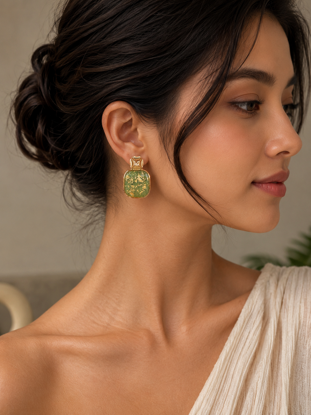 Sage Shimmer Drop Earrings