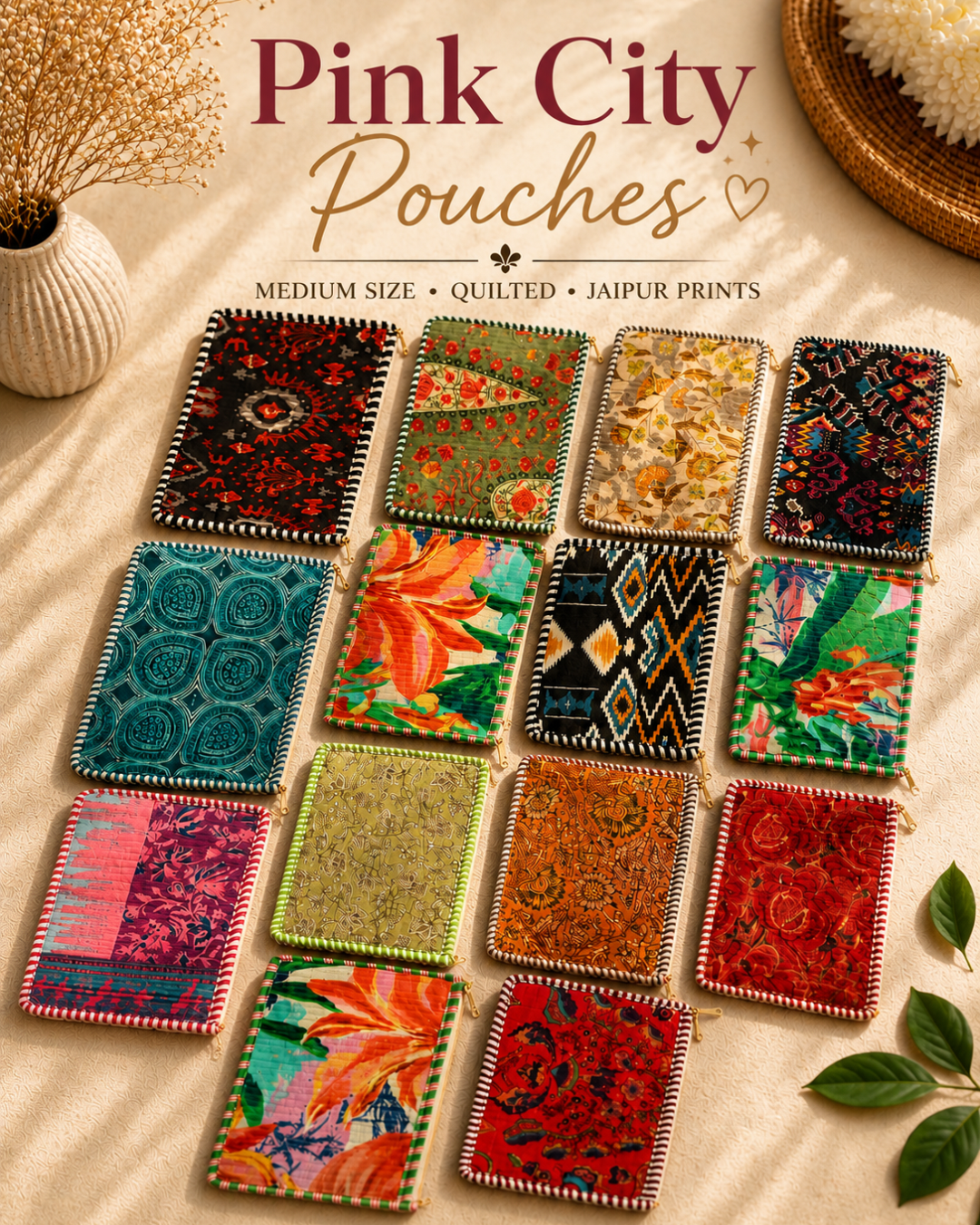 Pink City Pouches set of 2