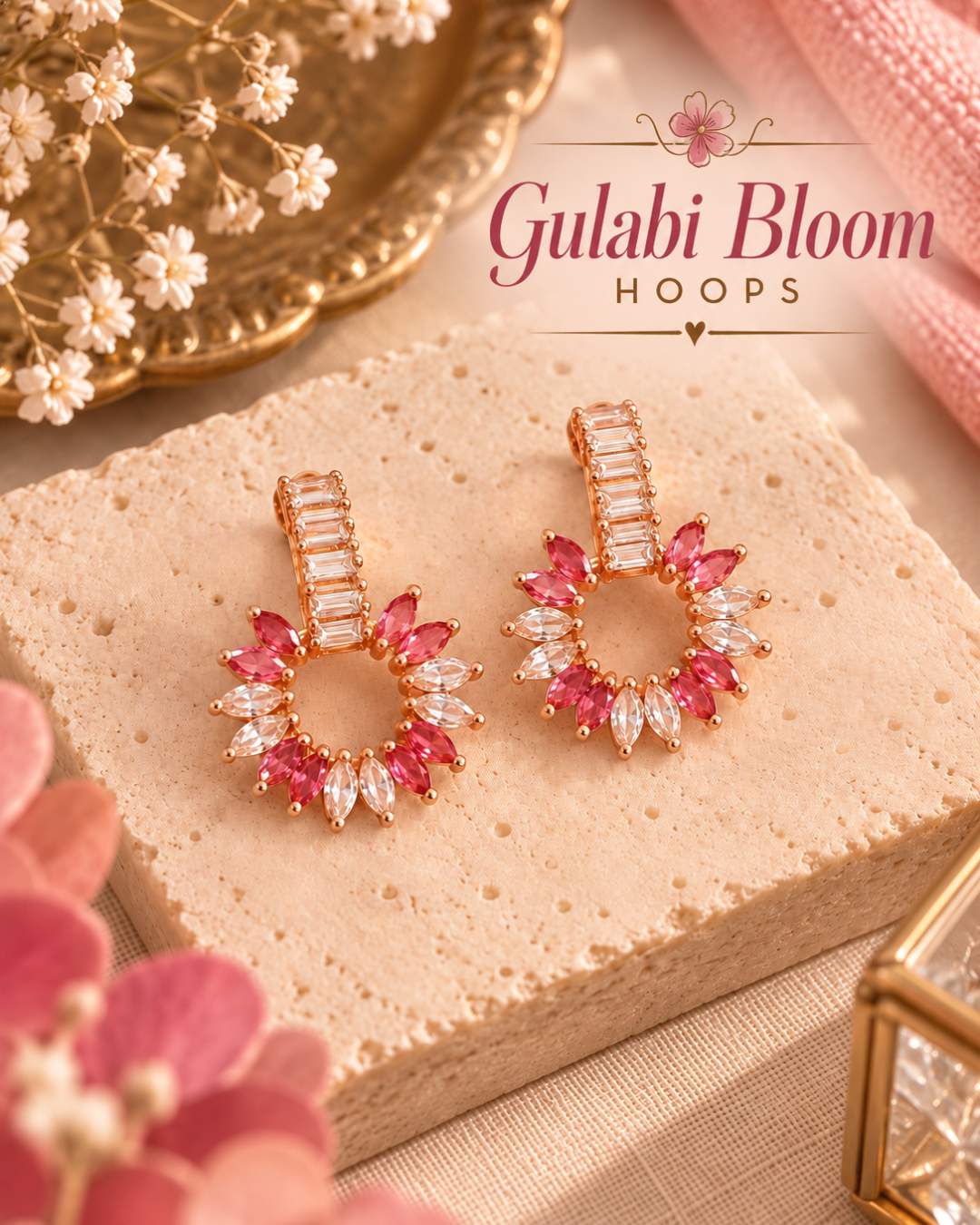 Gulabi Bloom Hoops