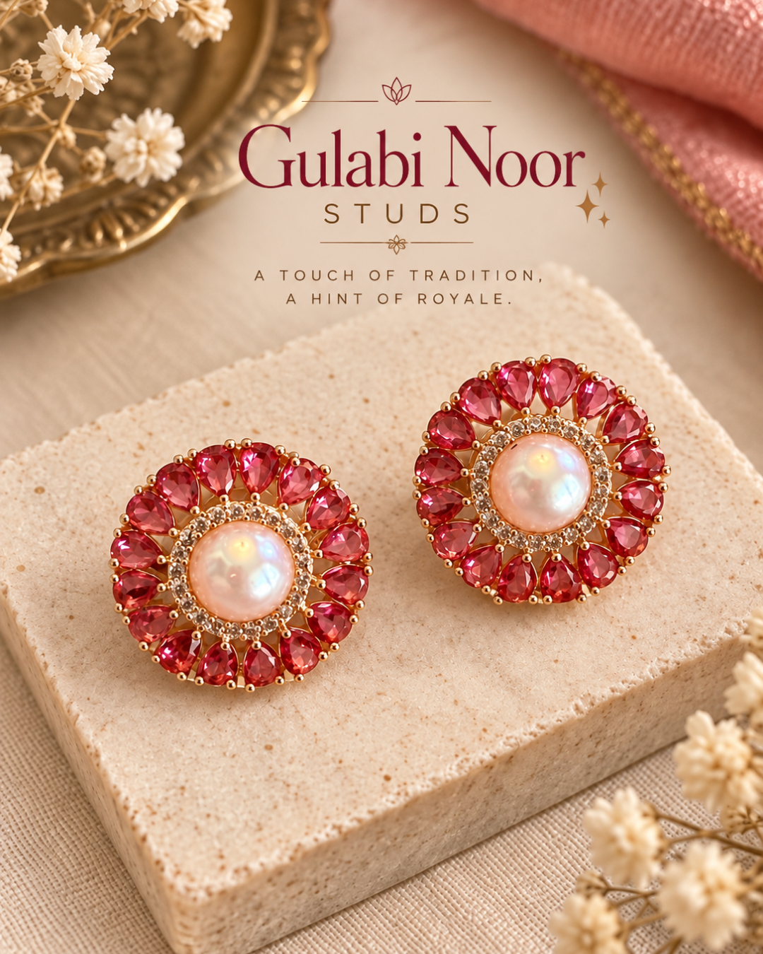 Gulabi Noor Studs