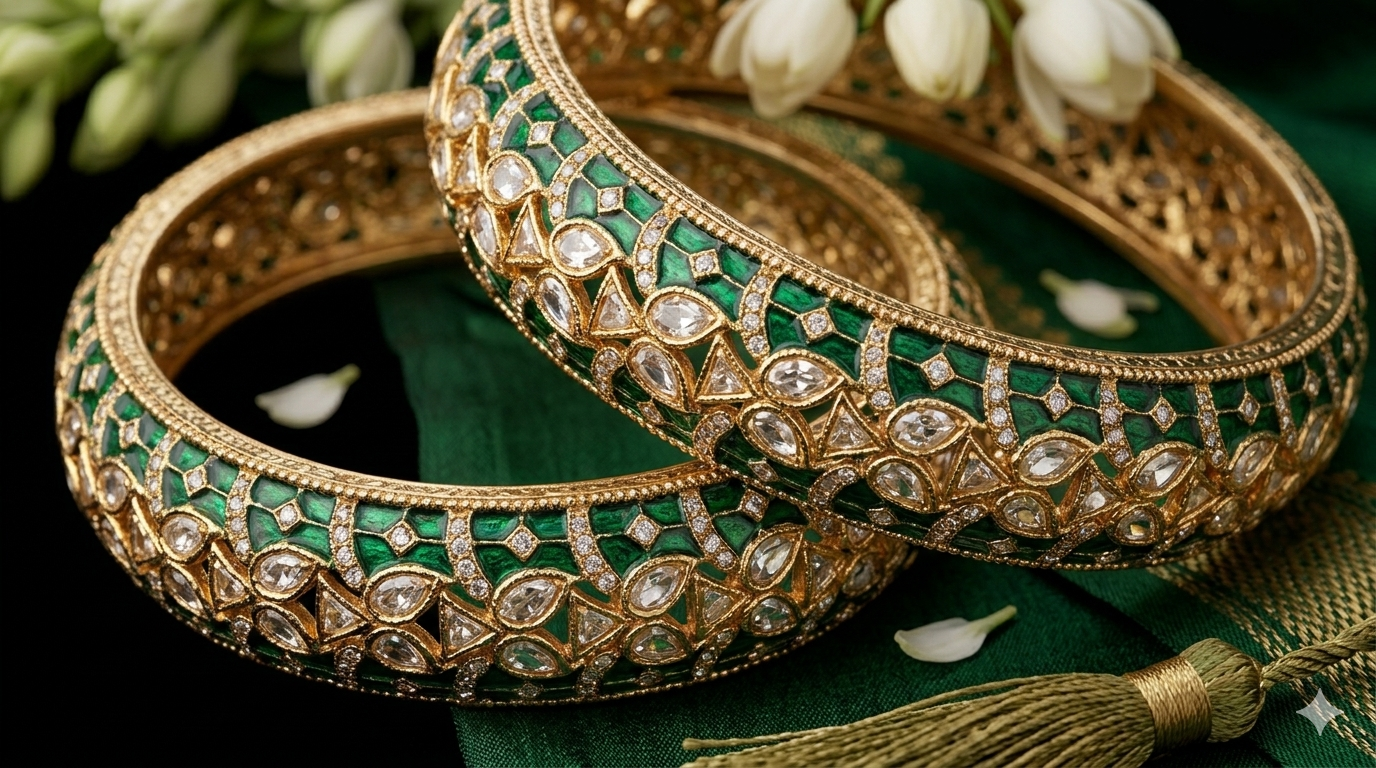 Green Glint Bangles