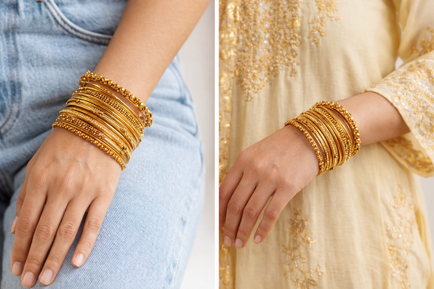 Sunehri Swirl Golden Bangle Stack