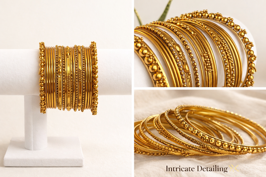Sunehri Swirl Golden Bangle Stack