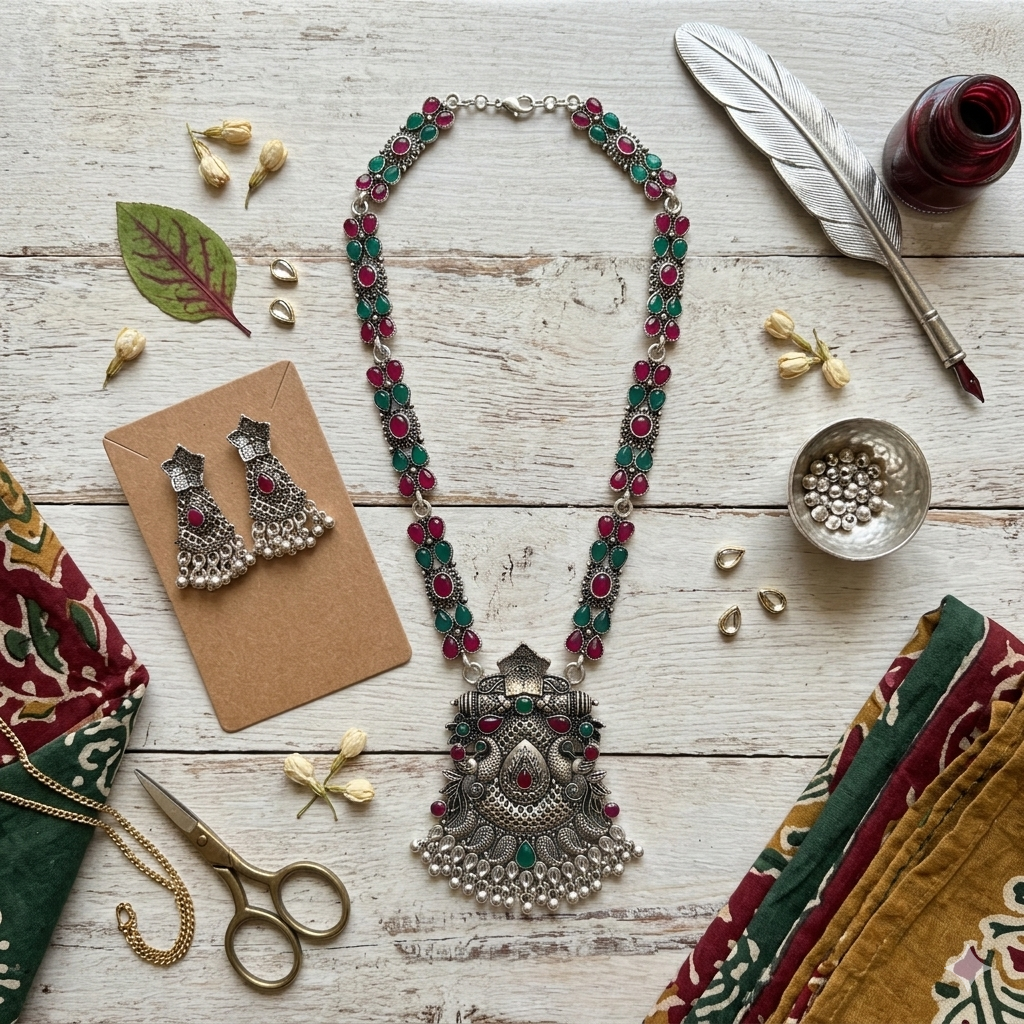 Noor Oxi Silver Set