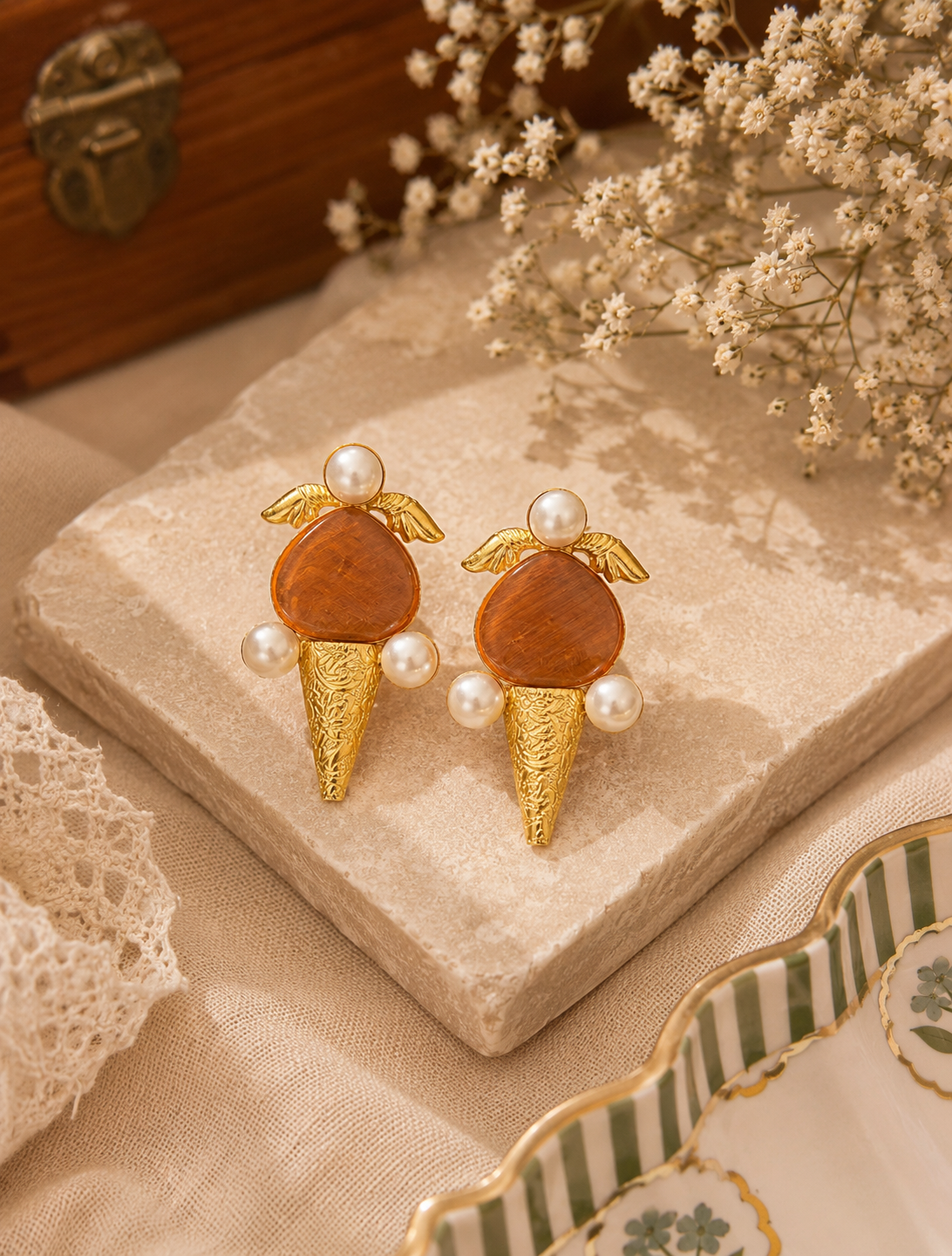 Orange Organza Earrings