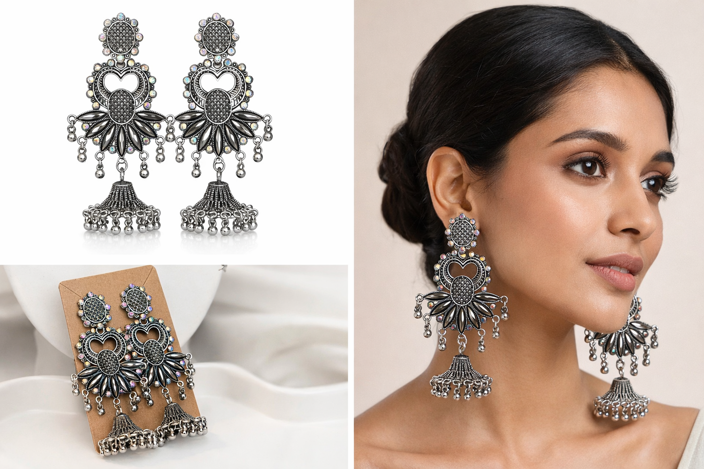 Jhilmil Silver Jhumkas