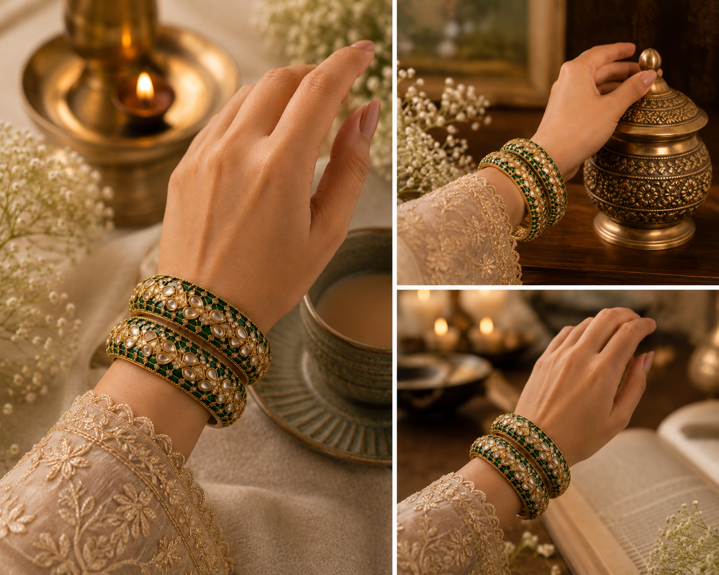 Green Glint Bangles