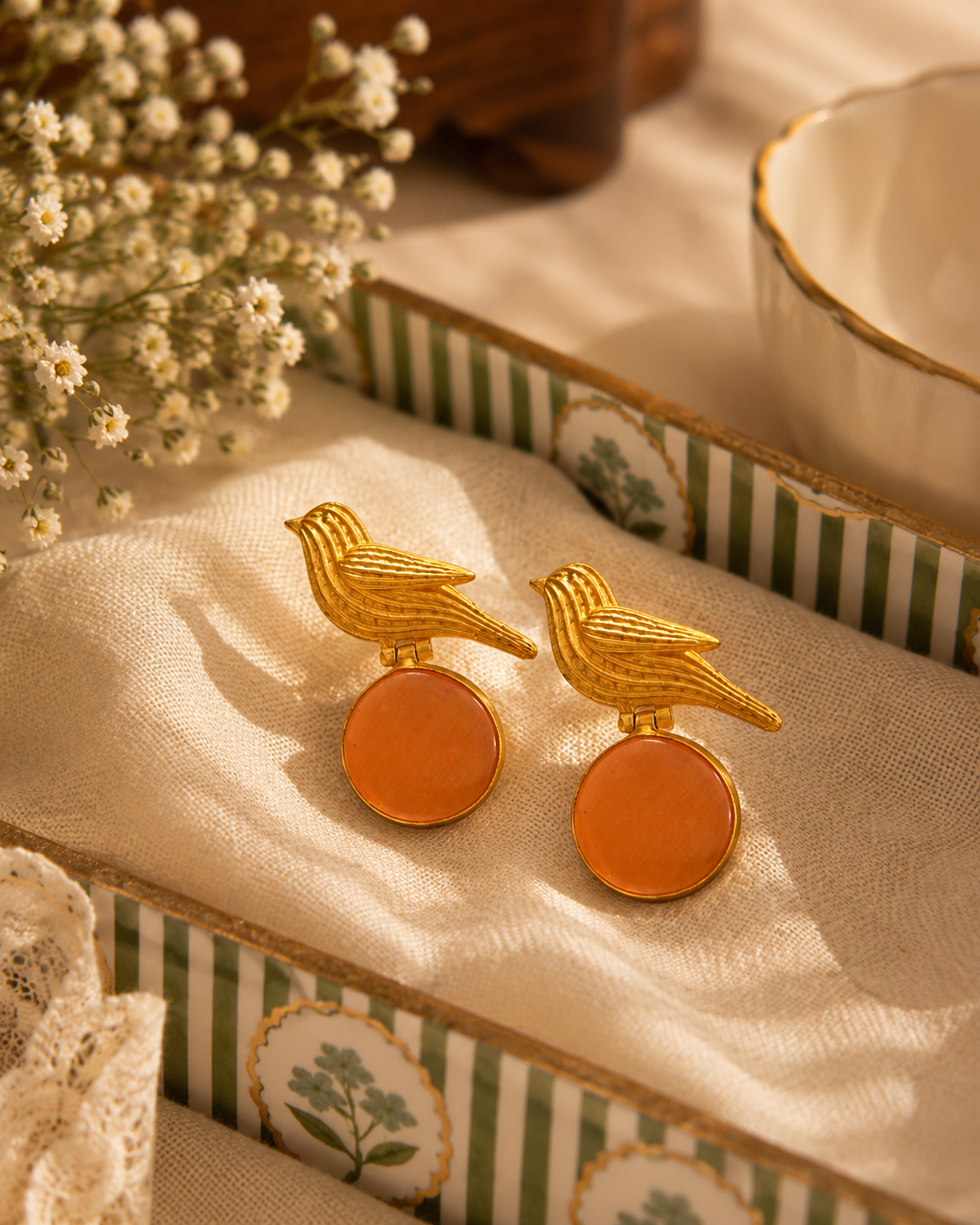 Orange Organza Earrings