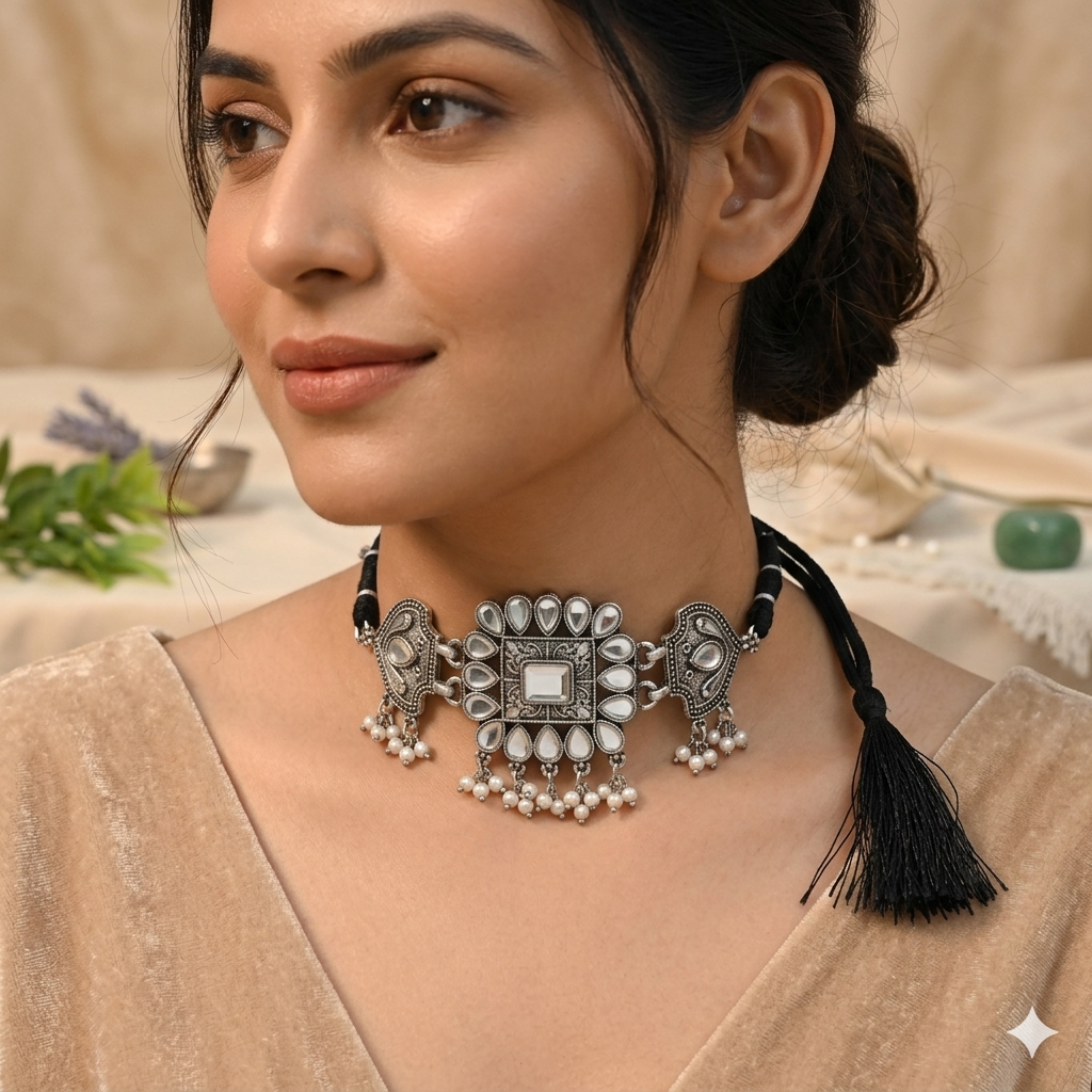 Noor Banjaran Silver Kundan Set