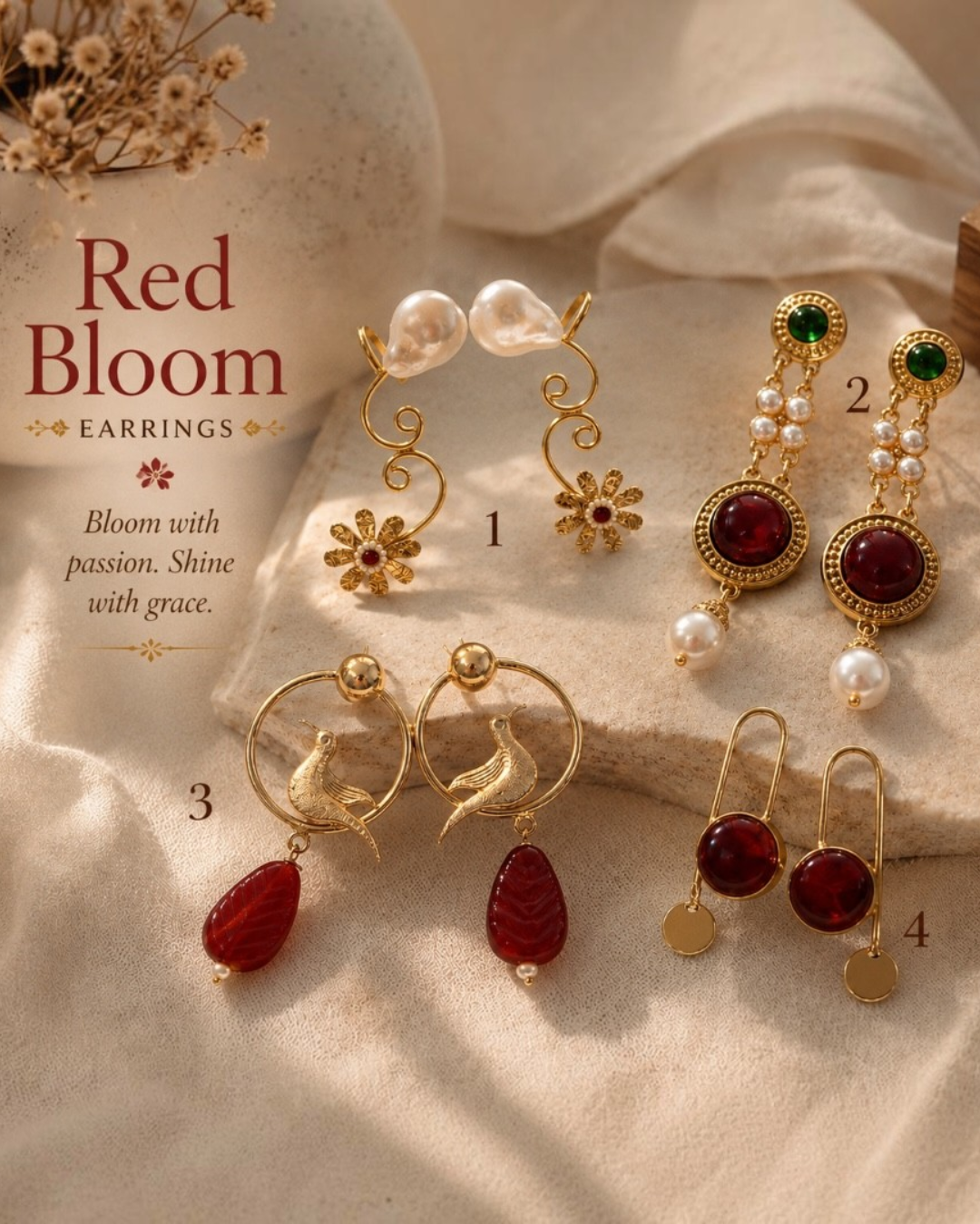 Red Bloom Earrings