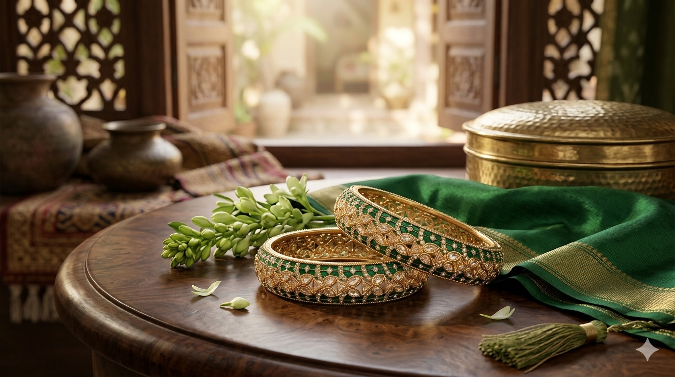 Green Glint Bangles
