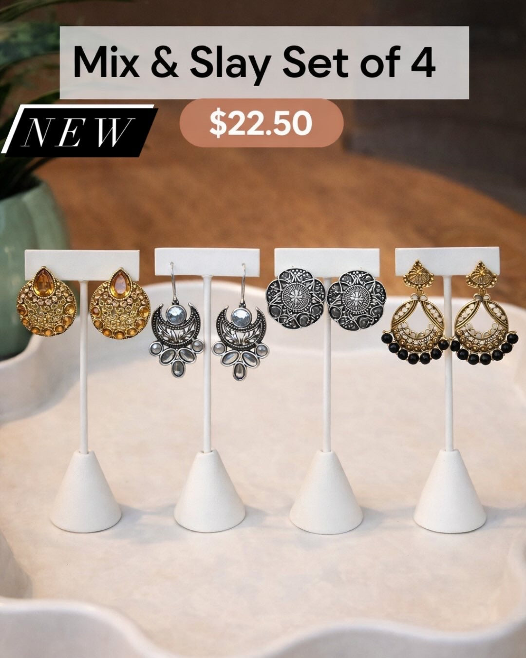 Mix & Slay - Gold and Silver Earrings Set of 4