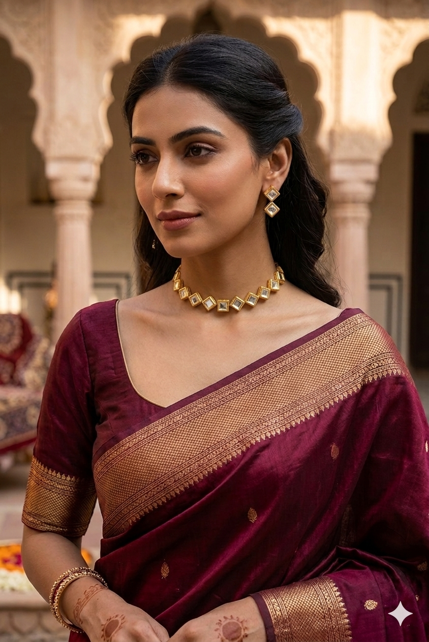 Square Slay Kundan Set