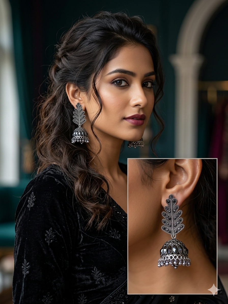 Oxilicious Silver Jhumkas