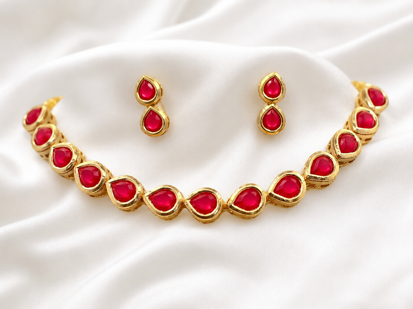 Emerald Drip Kundan Set