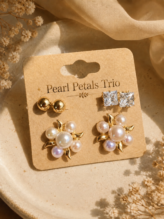Pearl Petals Trio Earrings
