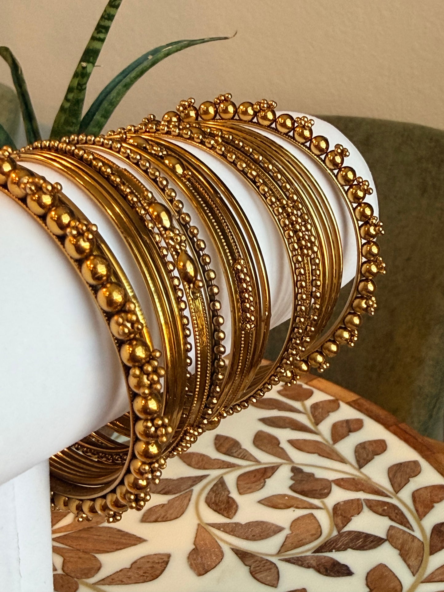 Sunehri Swirl Golden Bangle Stack
