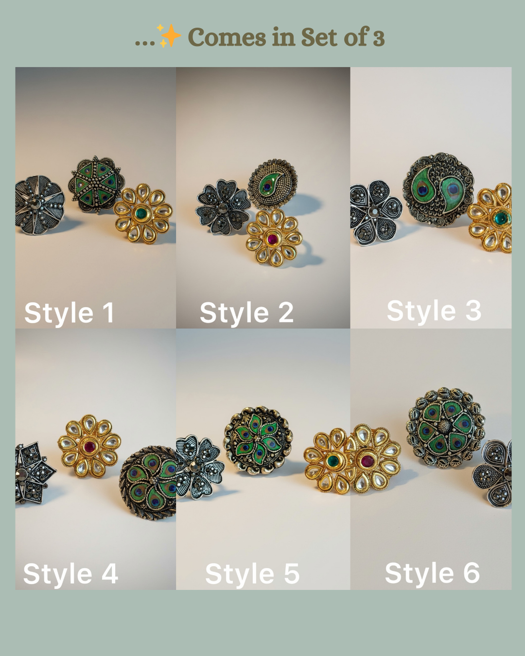 Desi Drama Ring Stack  (Set of 3)